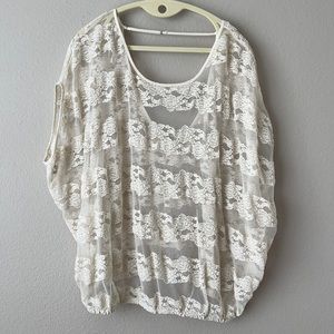 Free People Cream Lace Backless top L